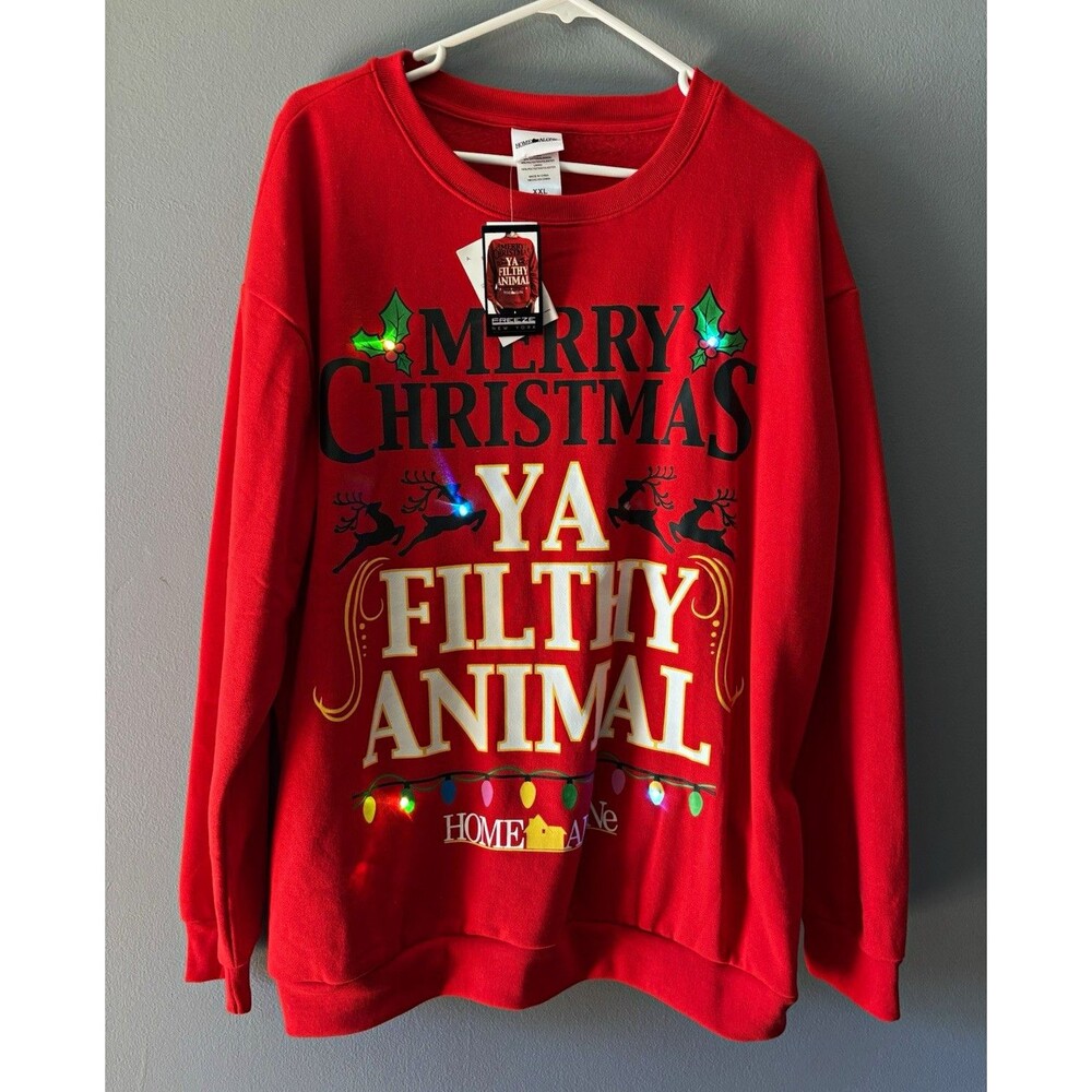 NWT Light-Up New York Home Alone Ugly Sweater Christmas Filthy Animal OS